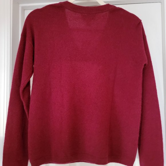 FILORO Cashmere V-Neck Sweater, Merlot, Size XS, NWT - Picture 2 of 16